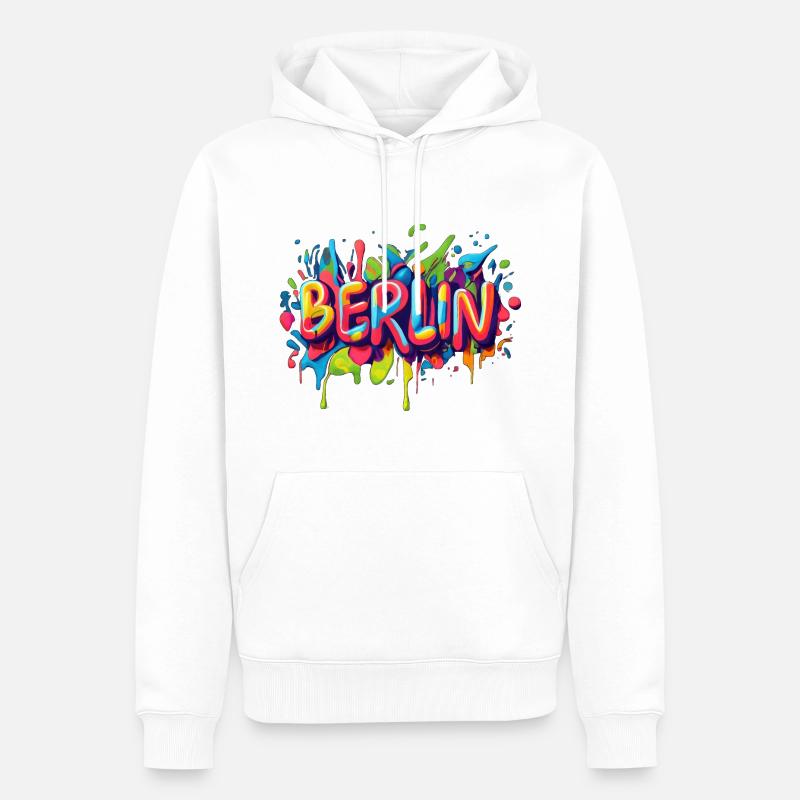 Berlin Graffiti - Sweat à capuche Premium bio Homme - blanc