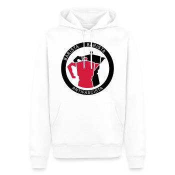 Barista Baristia Antifascista - Café pour la gauche - Sweat à capuche Premium bio Homme - blanc - Devant - Nico (187cm)