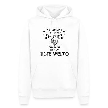 Hund Welt Herz Hundeliebe Hundepfoten - Männer Premium Bio Hoodie - Weiß - Vorne - Nico (187cm)