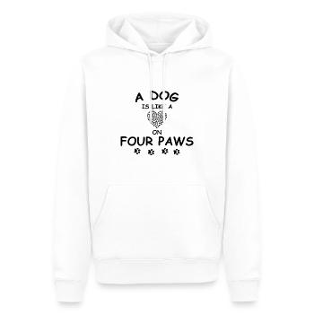 coeur de chien chien pattes amour chien parler - Sweat à capuche Premium bio Homme - blanc - Devant - Nico (187cm)