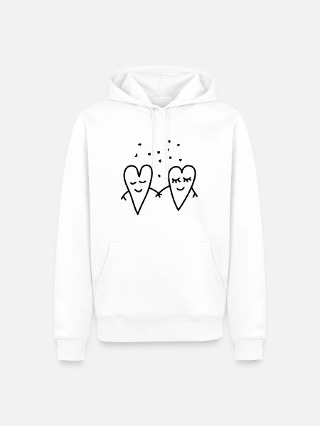Valentienstag Liebe Herzen Paar Beziehung freundin - Männer Premium Bio Hoodie - Weiß