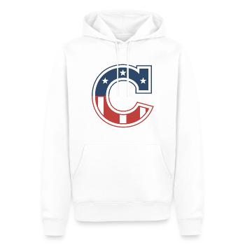 Lettre C États-Unis - Sweat à capuche Premium bio Homme - blanc - Devant - Nico (187cm)