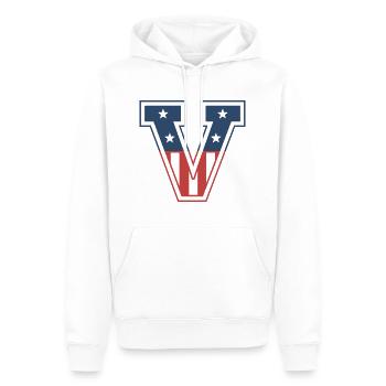 Lettre V États-Unis - Sweat à capuche Premium bio Homme - blanc - Devant - Nico (187cm)