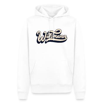 Vintage Watzmann Schriftzug - zweifarbiges Design - Männer Premium Bio Hoodie - Weiß - Vorne - Nico (187cm)