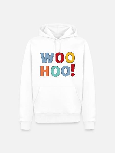 Woohoo Calligraphy text design. - Men’s Premium Organic Hoodie - white