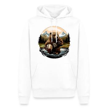 Biber Rugbyspieler - Männer Premium Bio Hoodie - Weiß - Vorne - Nico (187cm)