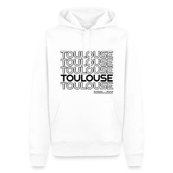Toulouse France Typographie - Sweat à capuche Premium bio Homme - blanc - Devant - Nico (187cm)