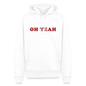 Oh Yeah Zitat Oh ja - Männer Premium Bio Hoodie - Weiß - Vorne - Nico (187cm)