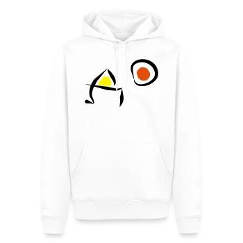 Interprétation Miro - Sweat à capuche Premium bio Homme - blanc - Devant - Nico (187cm)