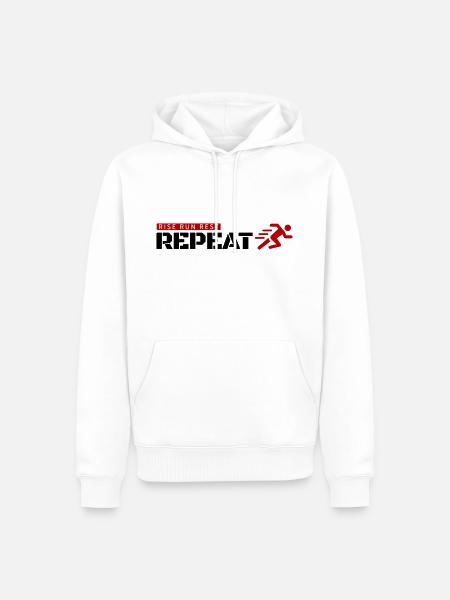 Rise, run, rest, repeat! - Men’s Premium Organic Hoodie - white