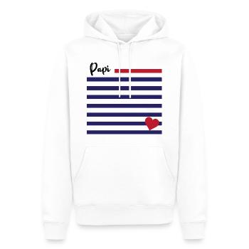 t-shirt marinière grand-père. - Sweat à capuche Premium bio Homme - blanc - Devant - Nico (187cm)