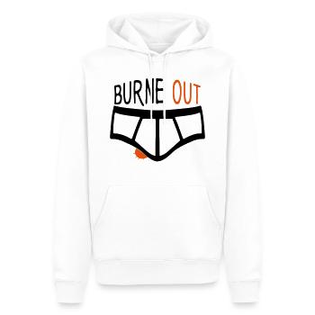 burne out burnout slip citation couille humour - Sweat à capuche Premium bio Homme - blanc - Devant - Nico (187cm)