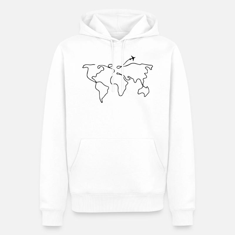 Idée cadeau carte du monde - Sweat à capuche Premium bio Homme - blanc
