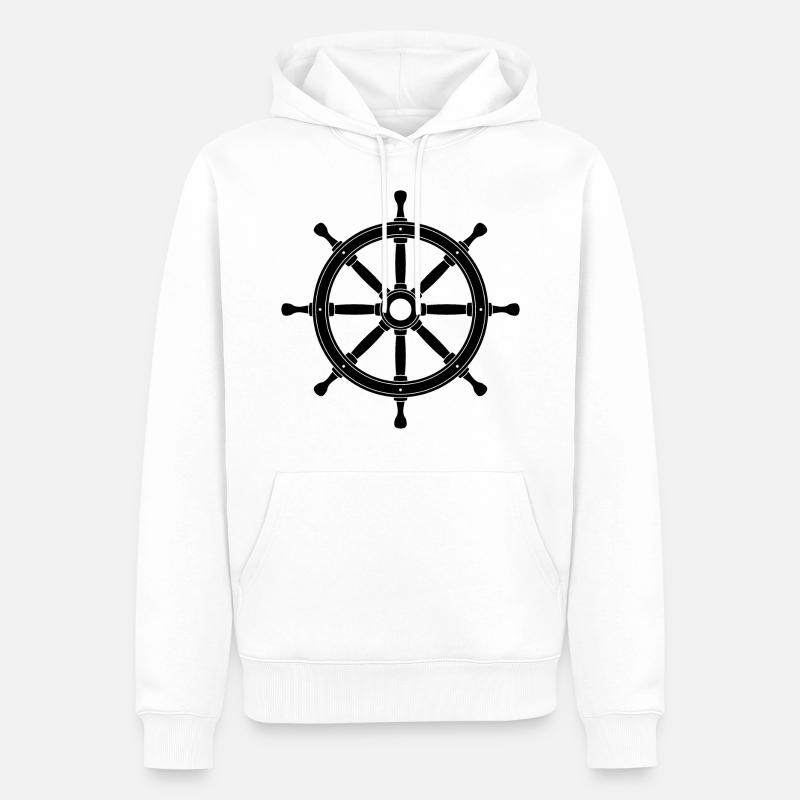 GOUVERNAIL DE COMMANDE - Sweat à capuche Premium bio Homme - blanc
