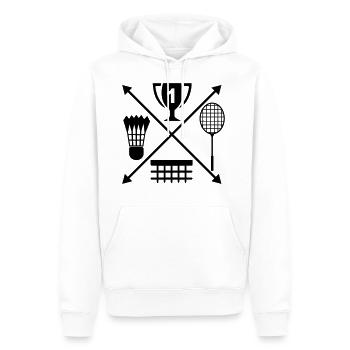 Badminton - Männer Premium Bio Hoodie - Weiß - Vorne - Nico (187cm)