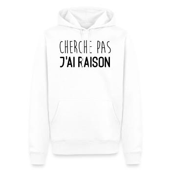 Cherche pas j'ai raison - Sweat à capuche Premium bio Homme - blanc - Devant - Nico (187cm)