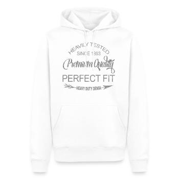 Jeans and Co Vintage Imprint GRUNGE - Men’s Premium Organic Hoodie - white - Front - Nico (187cm)