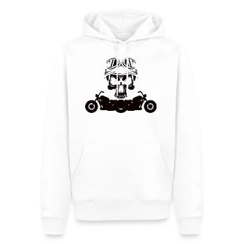 Moto Vintage - moto - Skull- Rocker - Sweat à capuche Premium bio Homme - blanc - Devant - Nico (187cm)