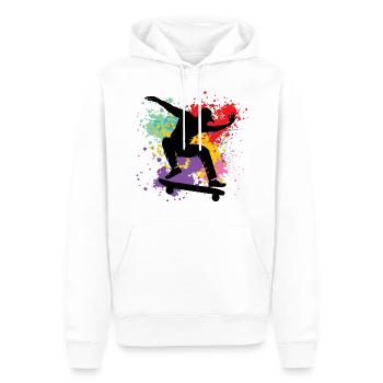Skateboard Freestyle - Sweat à capuche Premium bio Homme - blanc - Devant - Nico (187cm)