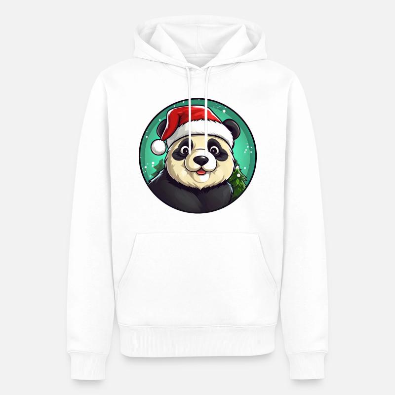 Panda Noël - Sweat à capuche Premium bio Homme - blanc