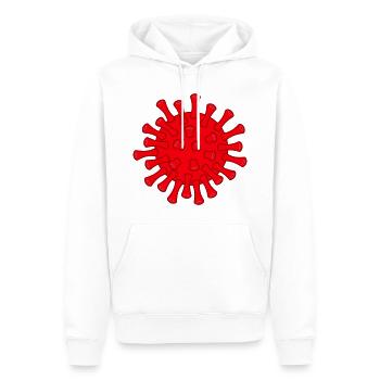 Illustration de la molécule rouge Covid - Sweat à capuche Premium bio Homme - blanc - Devant - Nico (187cm)