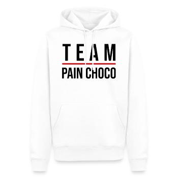 Team pain choco - Sweat à capuche Premium bio Homme - blanc - Devant - Nico (187cm)
