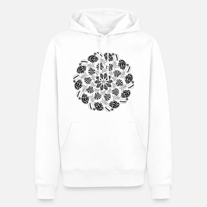 Shell Mandala noir et blanc - Sweat à capuche Premium bio Homme - blanc