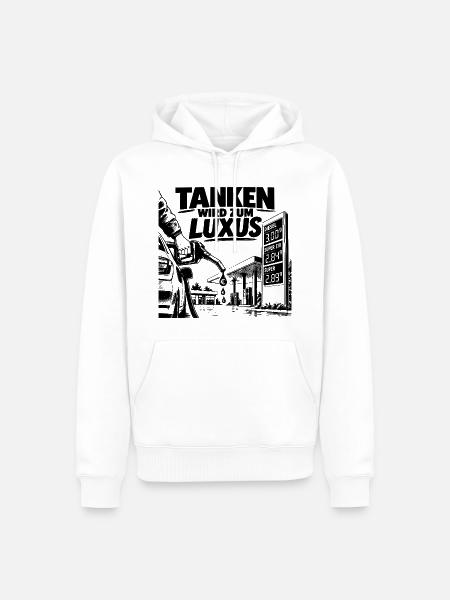 Tanken wird zum Luxus - Männer Premium Bio Hoodie - Weiß