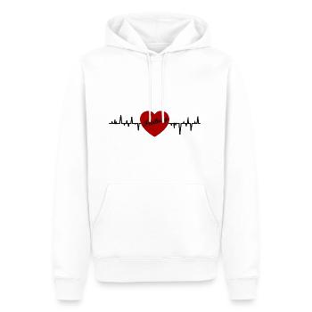 Freiburg heartbeat - Men’s Premium Organic Hoodie - white - Front - Nico (187cm)