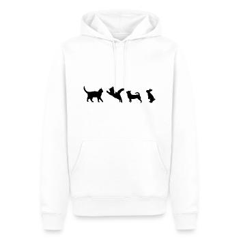 Chat Chien Lapin Animaux Silhouette Silhouette - Sweat à capuche Premium bio Homme - blanc - Devant - Nico (187cm)