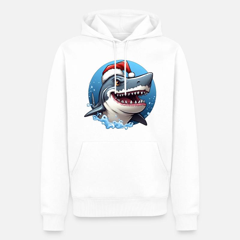 Requin de Noël - Sweat à capuche Premium bio Homme - blanc