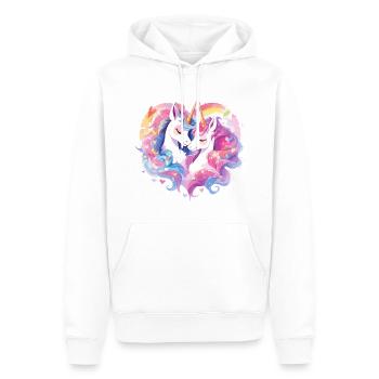 Licorne Coeur Amour Câlin Câlin Mignon Mignon - Sweat à capuche Premium bio Homme - blanc - Devant - Nico (187cm)