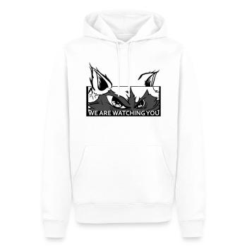 « Nous vous surveillons » Raton laveur - Sweat à capuche Premium bio Homme - blanc - Devant - Nico (187cm)