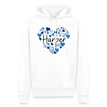 Harper Namensdesign mit herzförmigen blauen Herzen - Männer Premium Bio Hoodie - Weiß - Vorne - Nico (187cm)