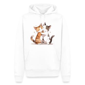 Chats, Amour, Câlin, Câlin, Coeur, Doux, Mignon - Sweat à capuche Premium bio Homme - blanc - Devant - Nico (187cm)