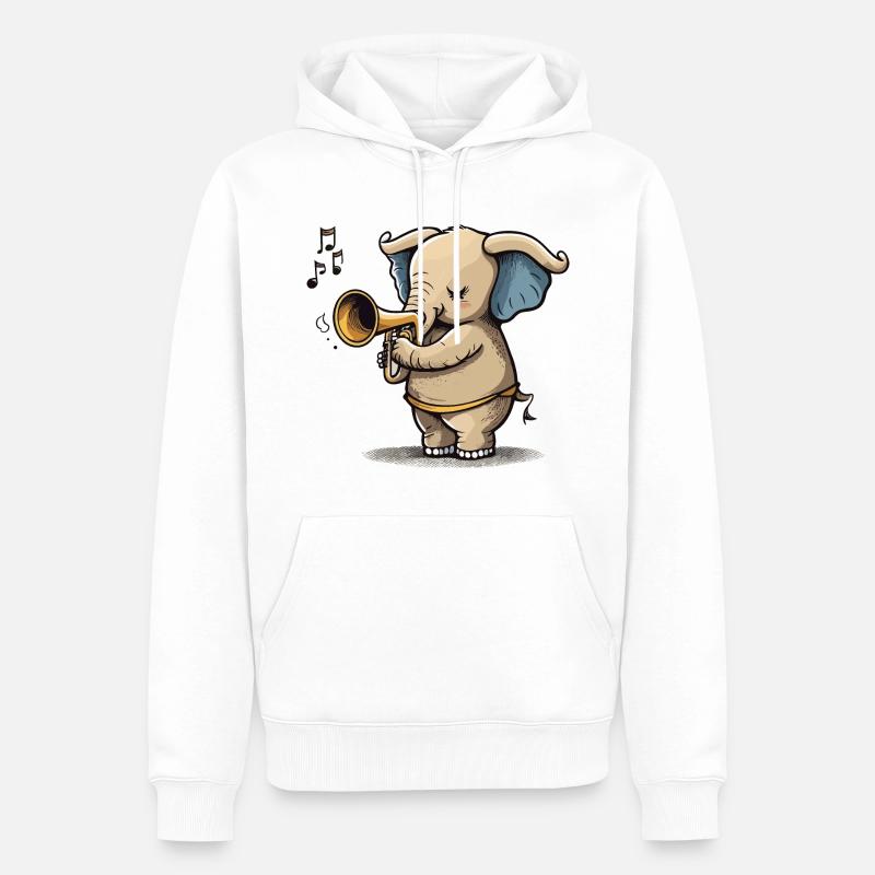 Éléphant trompette - Sweat à capuche Premium bio Homme - blanc