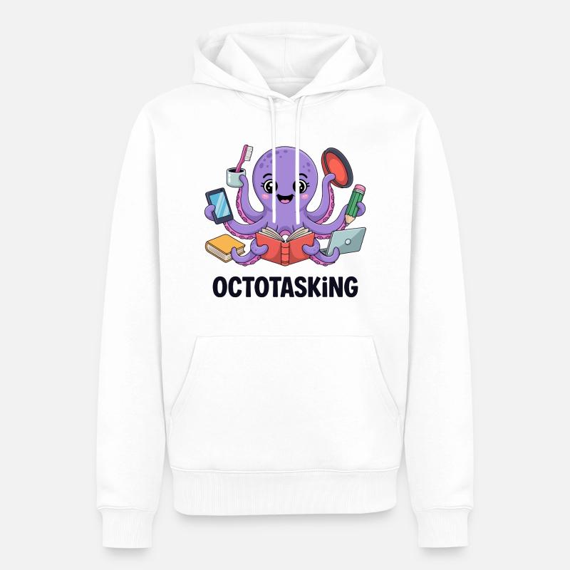 Octotasking octopus en mode multitâche - Sweat à capuche Premium bio Homme - blanc