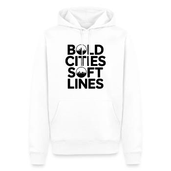 Villes audacieuses, lignes douces, SIG, urbanisme - Sweat à capuche Premium bio Homme - blanc - Devant - Nico (187cm)