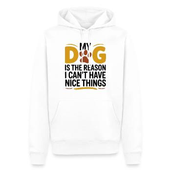Mein Hund Grund Keine schönen Dinge Lustiges Besitzergeschenk - Männer Premium Bio Hoodie - Weiß - Vorne - Nico (187cm)