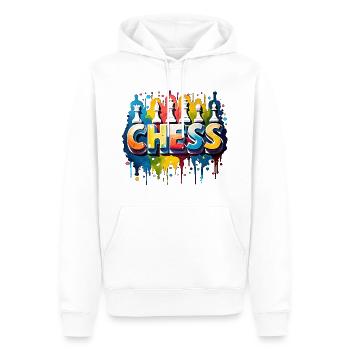 Échecs avec pièces, couleur, bordure noire - Sweat à capuche Premium bio Homme - blanc - Devant - Nico (187cm)