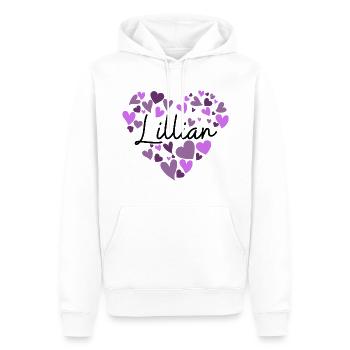 Lillian Namensdesign mit herzförmigem lila Herz - Männer Premium Bio Hoodie - Weiß - Vorne - Nico (187cm)