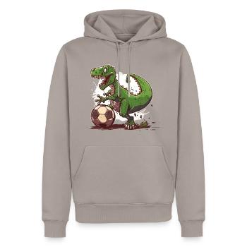 Dino Soccer Star - Sweat à capuche Premium bio Homme - taupe - Devant - Nico (187cm)