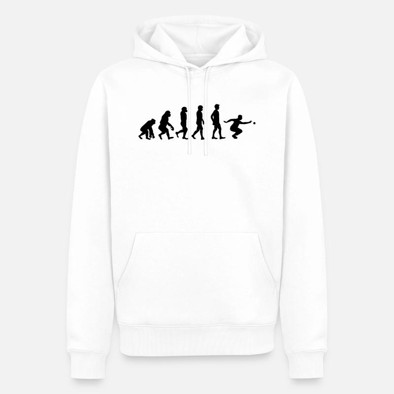 Pétanque évolution - Sweat à capuche Premium bio Homme - blanc