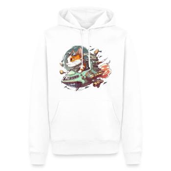 Kosmischer Katzenkommandant - Männer Premium Bio Hoodie - Weiß - Vorne - Nico (187cm)