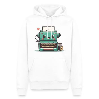 Machine à écrire Rétro - Sweat à capuche Premium bio Homme - blanc - Devant - Nico (187cm)