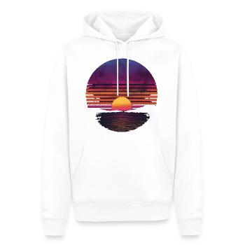 Rétro Coucher de soleil Extérieur Océan Années 80 Vintage - Sweat à capuche Premium bio Homme - blanc - Devant - Nico (187cm)