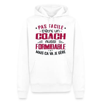 COACH Sports Coach Geschenk Coach Formidable - Männer Premium Bio Hoodie - Weiß - Vorne - Nico (187cm)