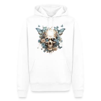 Papillons et crânes - Sweat à capuche Premium bio Homme - blanc - Devant - Nico (187cm)