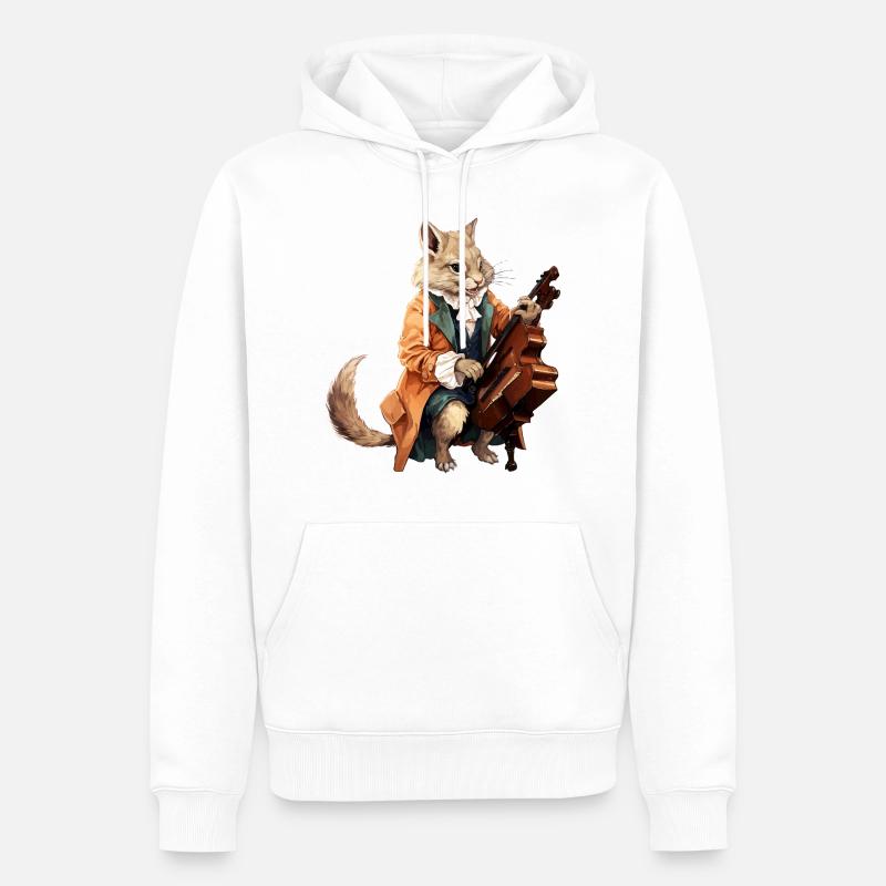 Le virtuose de l’écureuil musical - Sweat à capuche Premium bio Homme - blanc