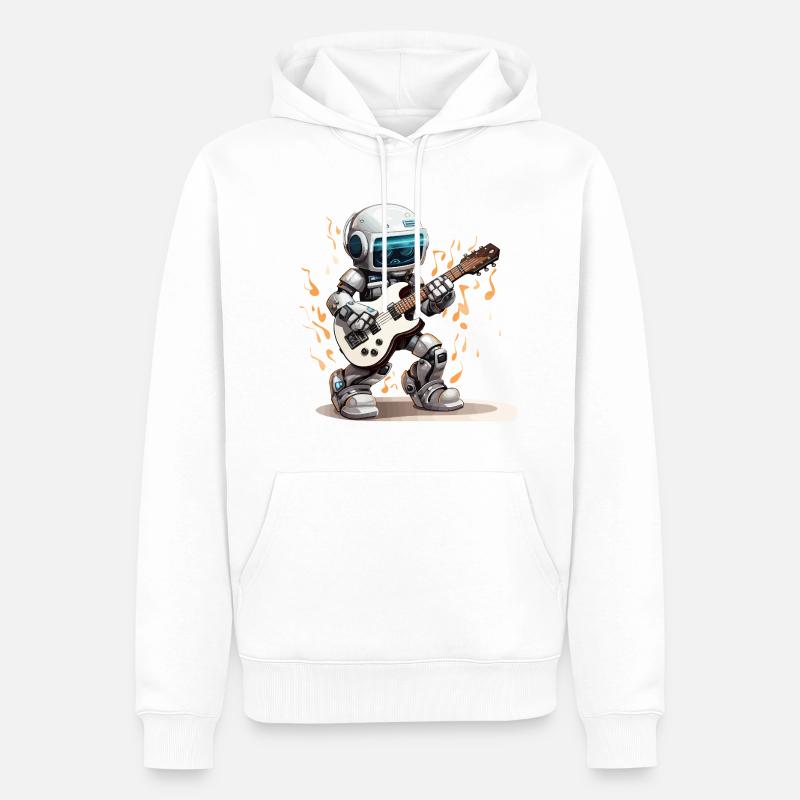 Le guitariste robotique - Sweat à capuche Premium bio Homme - blanc